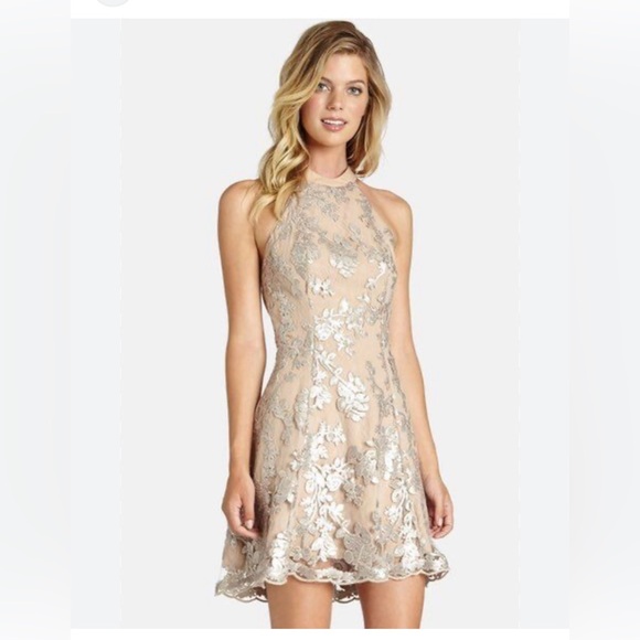 DRESS THE POPULATION 'ABBIE' SEQUIN FIT & FLARE DRESS sz XS - Picture 1 of 7